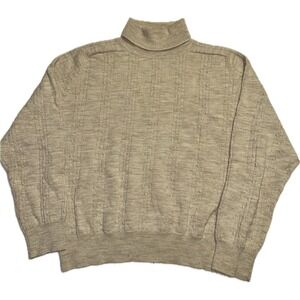 Liz‎ Claiborne Collection Petite Women's L Tan Cable Knit Turtle Neck Sweater